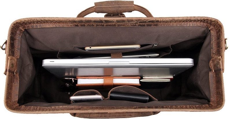 Саквояж из натуральной кожи с тиснением под крокодила VINTAGE STYLE (14410) фото №10 Саквояж из натуральной кожи с тиснением под крокодила VINTAGE STYLE (14410) modnotak фото №10