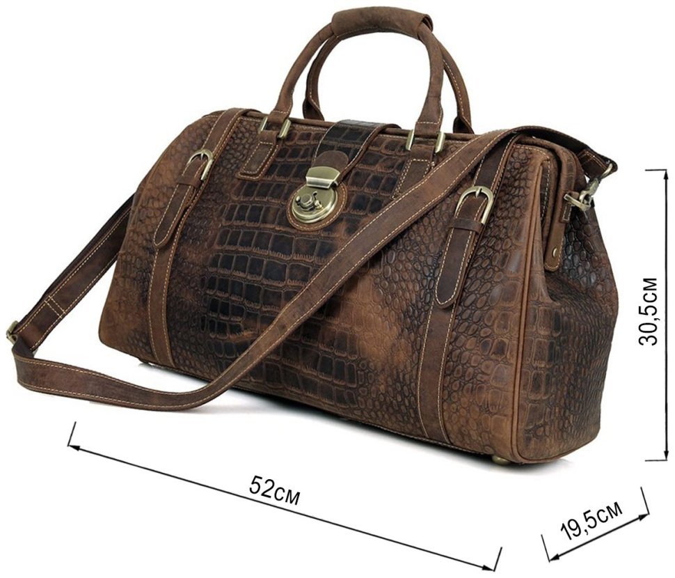 Саквояж из натуральной кожи с тиснением под крокодила VINTAGE STYLE (14410) фото №11 Саквояж из натуральной кожи с тиснением под крокодила VINTAGE STYLE (14410) modnotak фото №11