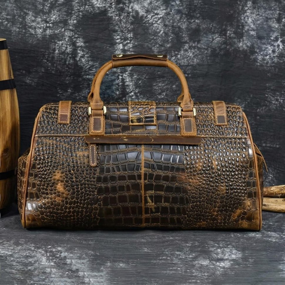 Саквояж из натуральной кожи с тиснением под крокодила VINTAGE STYLE (14410) фото №17 Саквояж из натуральной кожи с тиснением под крокодила VINTAGE STYLE (14410) modnotak фото №17