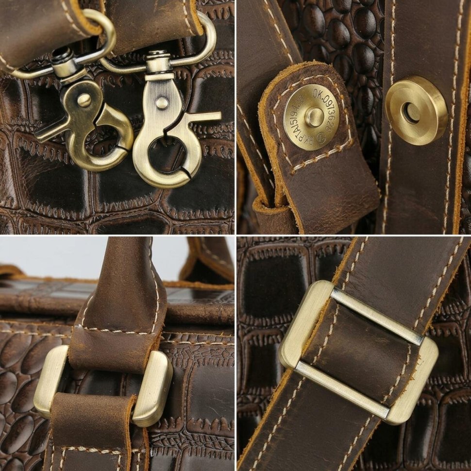 Саквояж из натуральной кожи с тиснением под крокодила VINTAGE STYLE (14410) фото №19 Саквояж из натуральной кожи с тиснением под крокодила VINTAGE STYLE (14410) modnotak фото №19