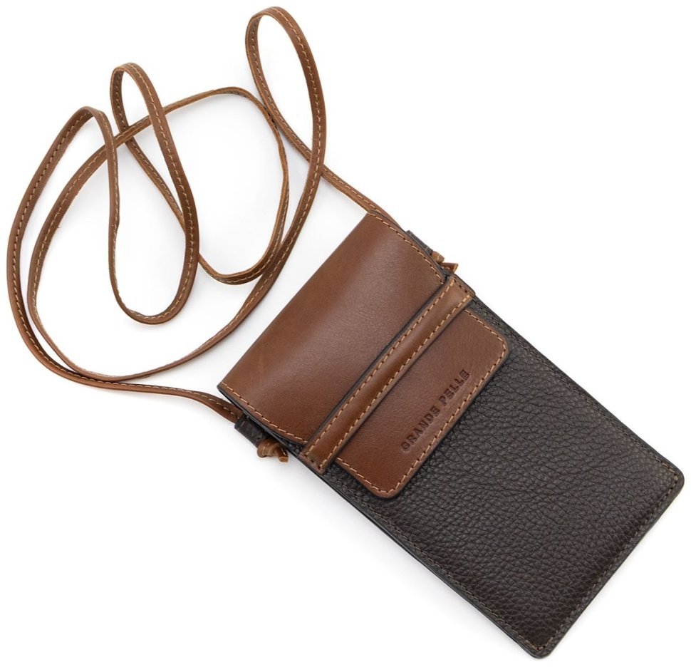 Сумочка кросс-боди для телефона из натуральной итальянской кожи Grande Pelle 102302 modnotak фото №4