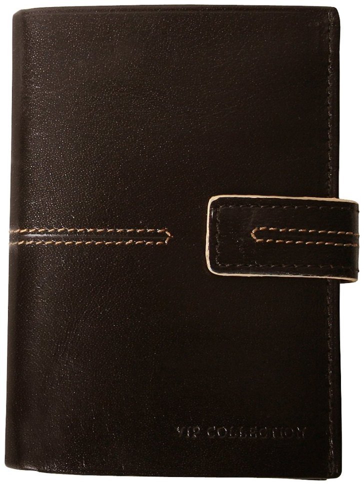 Коричневое портмоне на кнопке London из телячей кожи Vip Collection 102502 фото №1 Коричневое портмоне на кнопке London из телячей кожи Vip Collection 102502 modnotak фото №1