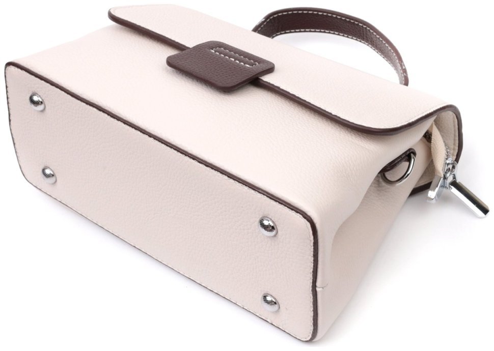 Кожаная женская сумка-сэтчел Vintage 22290 Белая modnotak фото №3