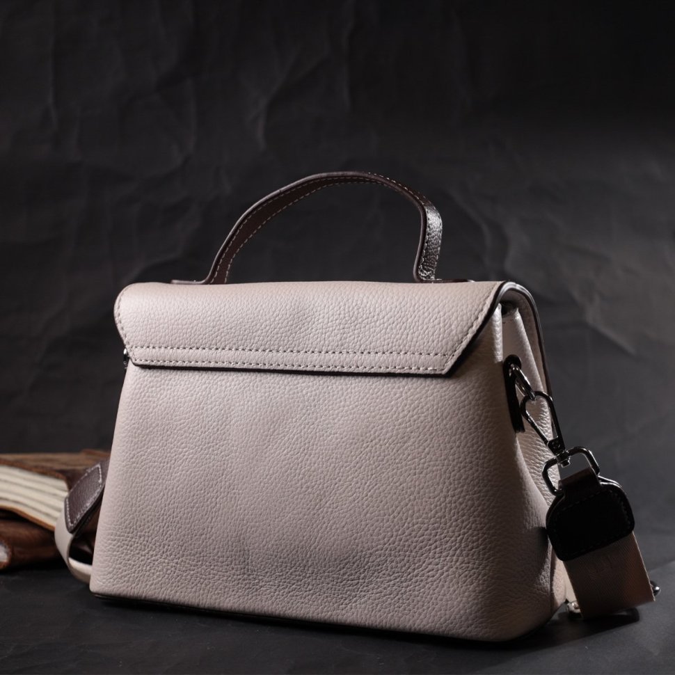 Кожаная женская сумка-сэтчел Vintage 22290 Белая modnotak фото №7