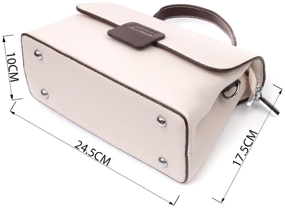 Кожаная женская сумка-сэтчел Vintage 22290 Белая modnotak фото №9