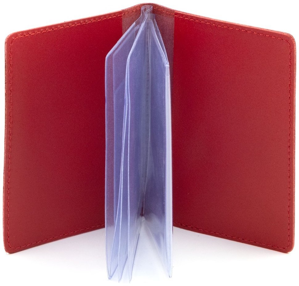 Компактная кожаная обложка красного цвета для автодокументов с прозрачными файлами Leather Collection 102802 фото №2 Компактная кожаная обложка красного цвета для автодокументов с прозрачными файлами Leather Collection 102802 modnotak фото №2