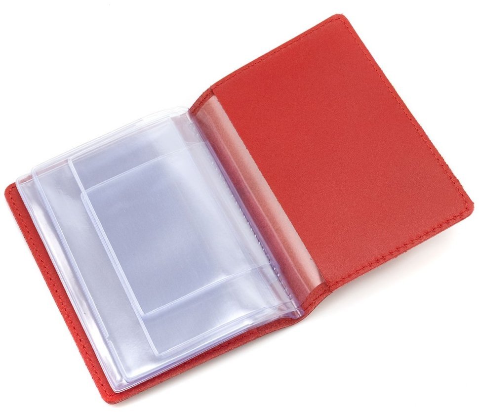 Компактная кожаная обложка красного цвета для автодокументов с прозрачными файлами Leather Collection 102802 фото №5 Компактная кожаная обложка красного цвета для автодокументов с прозрачными файлами Leather Collection 102802 modnotak фото №5