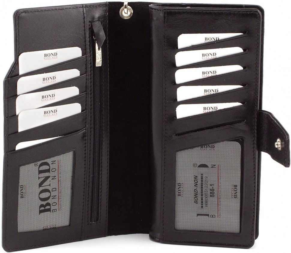 Мужской кошелек-клатч крупного размера из гладкой кожи Bond Non (10660)