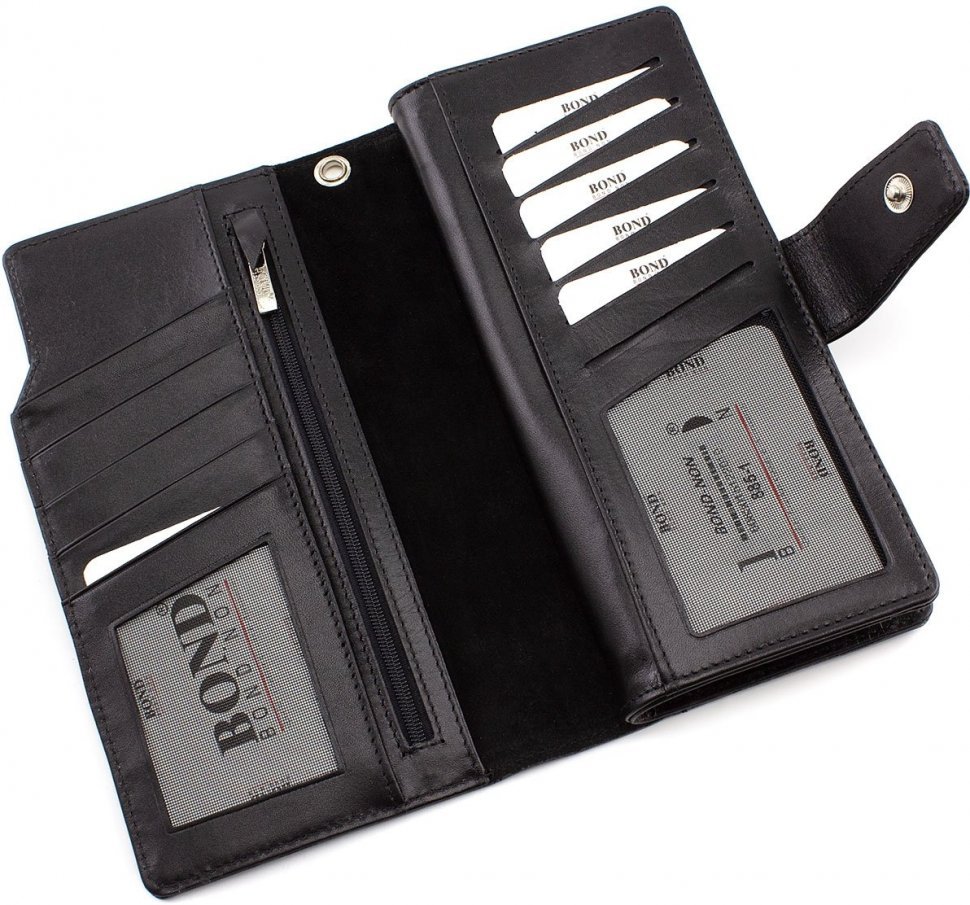 Мужской кошелек-клатч крупного размера из гладкой кожи Bond Non (10660)
