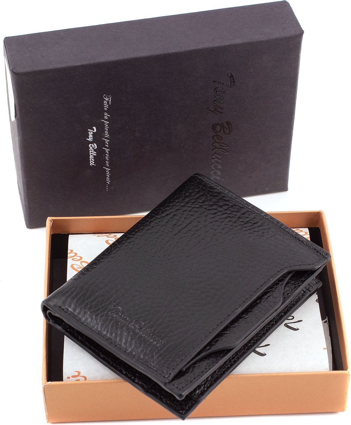 Черное портмоне из фактурной кожи с картхолдером Tony Bellucci (10686)