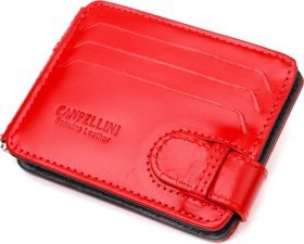 Женский кожаный зажим для денег красного цвета CANPELLINI (2421938)