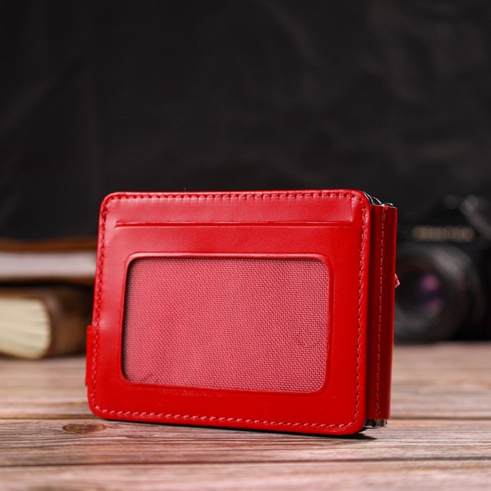 Женский кожаный зажим для денег красного цвета CANPELLINI (2421938)