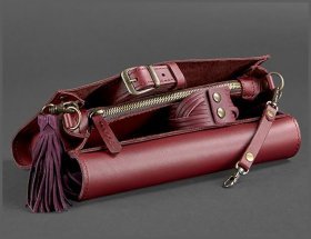 Бордовая сумка из натуральной кожи с велюровым клапаном BlankNote Элис (12740)