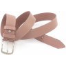 Розовый ремень для брюк из натуральной кожи с серебристой пряжкой Grande Pelle (35230) - 3