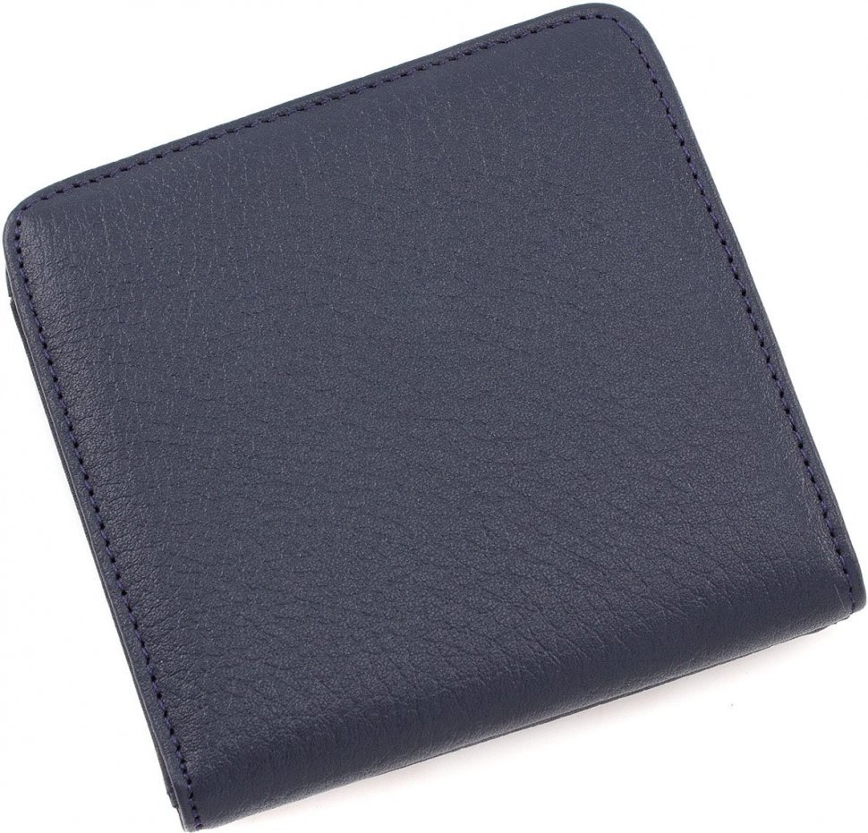 Темно-синій гаманець з натуральної шкіри на кнопці KARYA (1106-44)