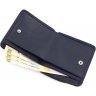 Темно-синій гаманець з натуральної шкіри на кнопці KARYA (1106-44) - 5