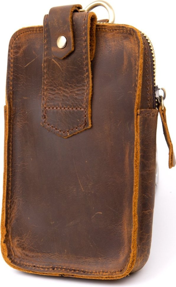 Коричнева чоловіча сумка на пояс з вінтажній шкіри Vintage (20419)