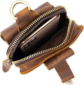 Коричневая мужская сумка на пояс из винтажной кожи Vintage (20419)