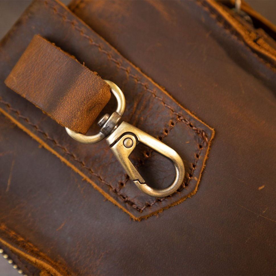 Коричневая мужская сумка на пояс из винтажной кожи Vintage (20419)