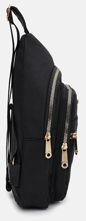 Женская сумка слинг из качественного текстиля с цветочным декором Monsen 104502 черного цвета modnotak фото №4