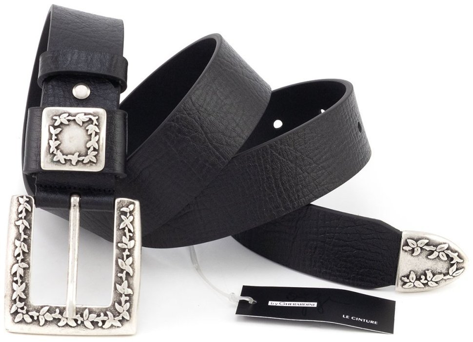 Женский кожаный ремень Gherardini 40822 с винтажной пряжкой и металлическим наконечником, черный фото №6 Женский кожаный ремень Gherardini 40822 с винтажной пряжкой и металлическим наконечником, черный modnotak фото №6