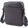 Чоловіча сумка на плече синього кольору з фактурної шкіри Leather Collection (11125) - 3