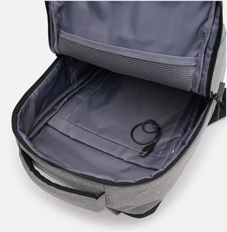 Серый мужской рюкзак из полиэстера с отсеком под ноутбук Monsen 64902