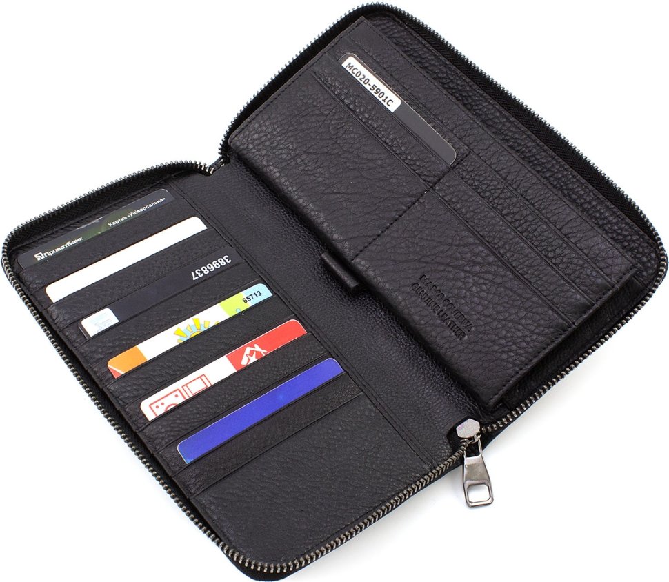 Мужской кошелек-клатч под много карт и купюр из высококачественной кожи с тиснением Marco Coverna (21068)