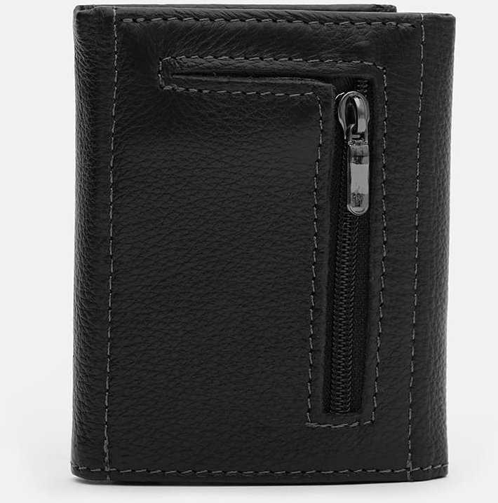 Маленький шкіряний гаманець потрійного додавання в чорному кольорі Ricco Grande 65002