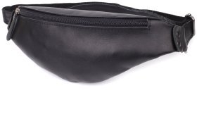 Класична чоловіча шкіряна сумка-бананка чорного кольору Shvigel 95102