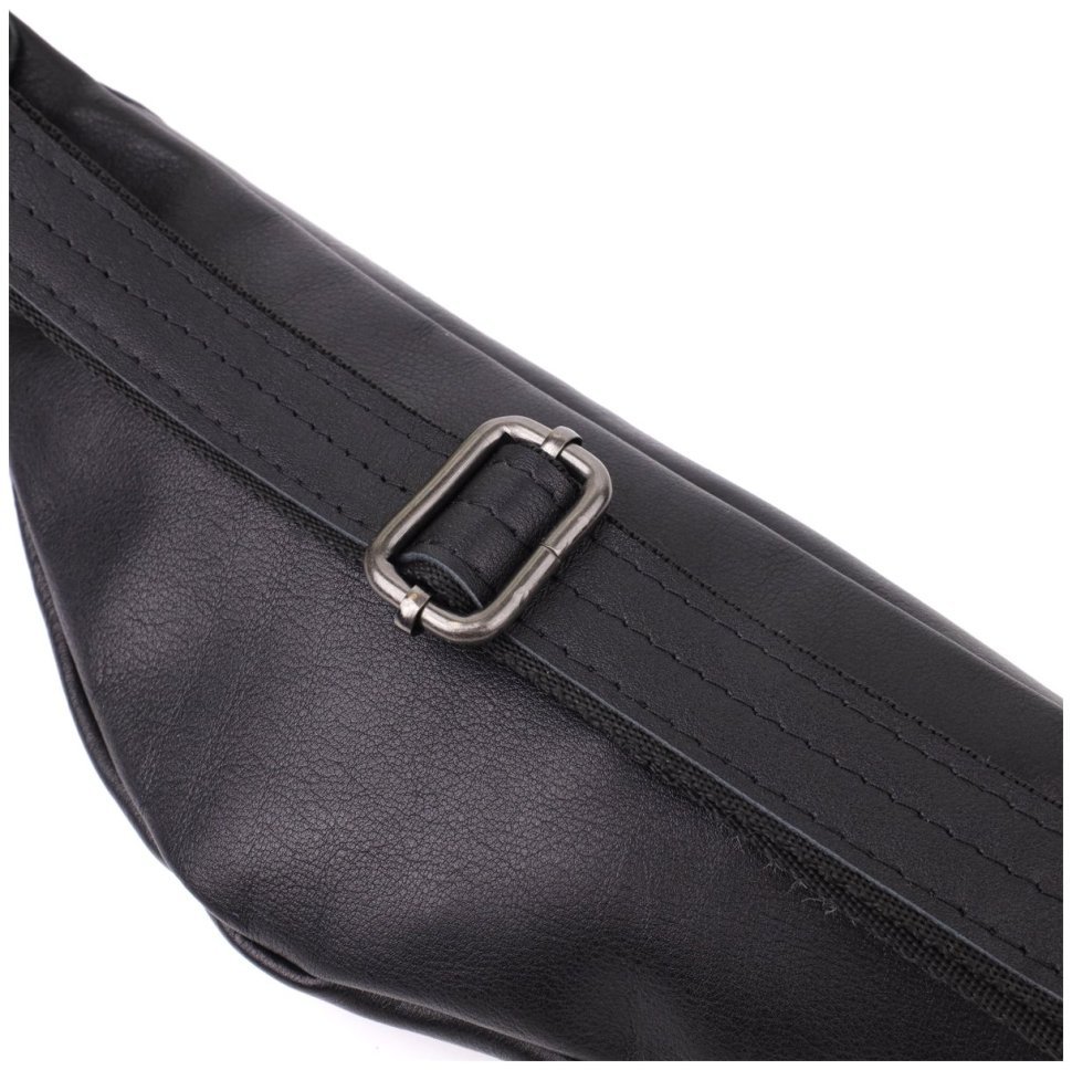 Классическая мужская кожаная сумка-бананка черного цвета Shvigel 95102 modnotak фото №5