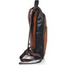 Чорно-коричневий рюкзак з натуральної шкіри з блискавковою застібкою Tiding Bag (21213) - 4
