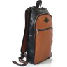 Чорно-коричневий рюкзак з натуральної шкіри з блискавковою застібкою Tiding Bag (21213) - 5