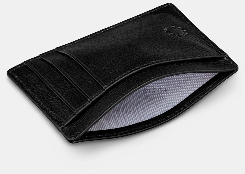 Кардхолдер из натуральной кожи с окошком для ID-документа Yoshi Y1212 черного цвета 95502 modnotak фото №3