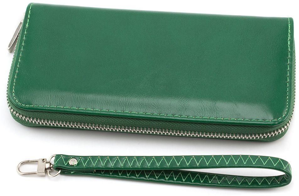 Зелений гаманець на блискавки зі штучної шкіри Kivi (17956)