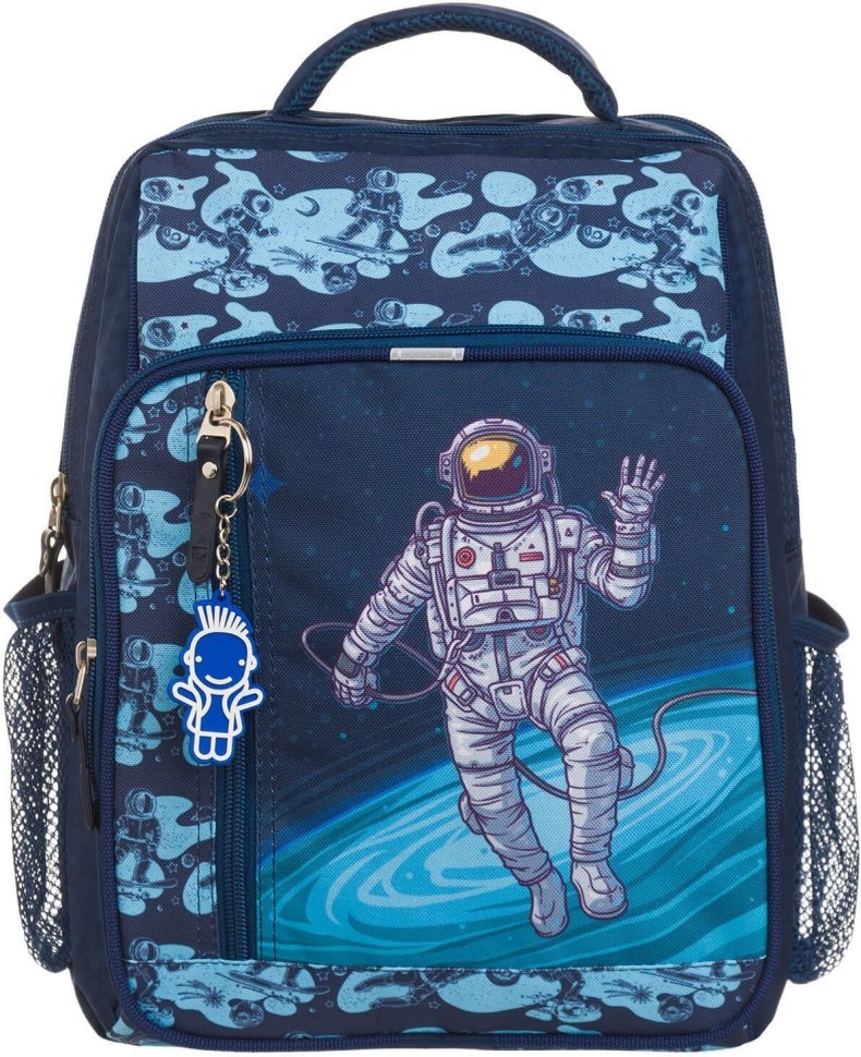 Шкільний рюкзак для хлопчиків із текстилю синього кольору з космонавтом Bagland 55702