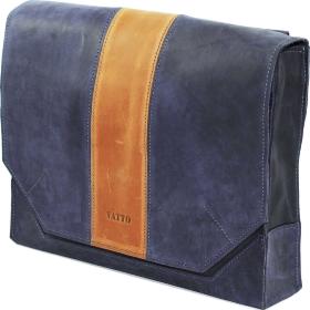 Синя чоловіча сумка месенджер з клапаном з рудою вставкою VATTO (11644)