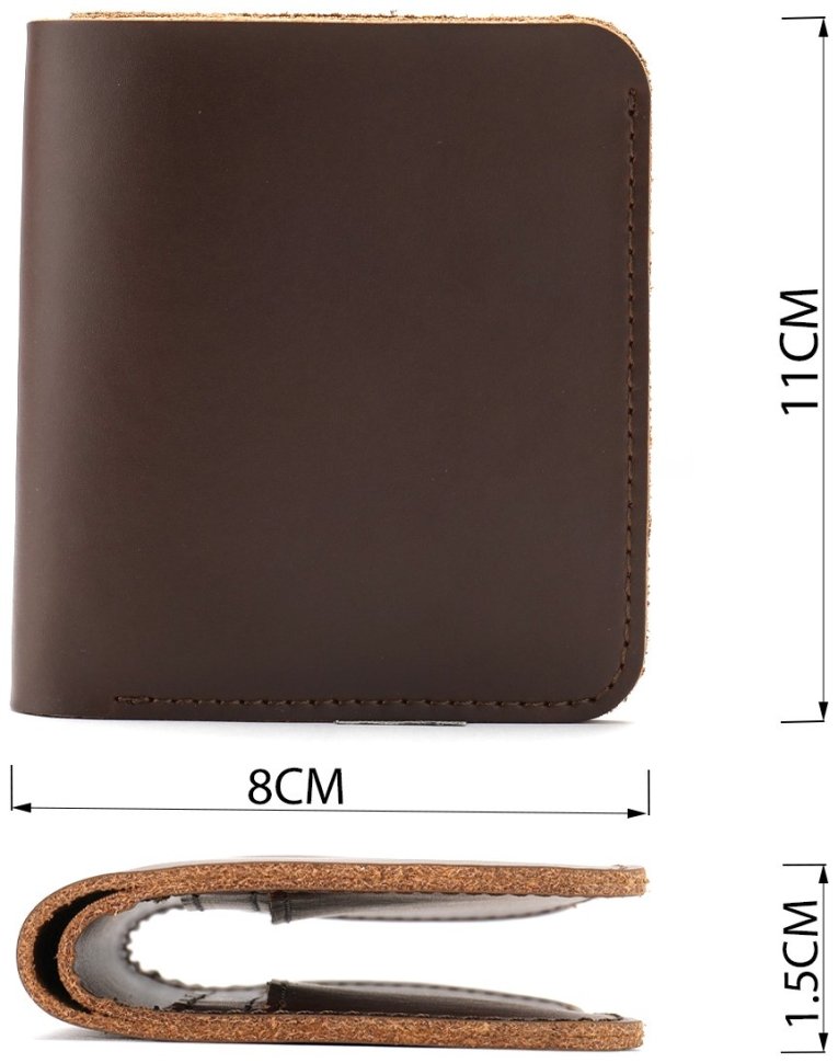Мініатюрне чоловіче портмоне з натуральної шкіри коричневого забарвлення Vintage (2414928)