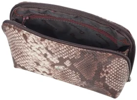 Женская косметичка из натуральной кожи под рептилию Desisan 106802 коричневого цвета