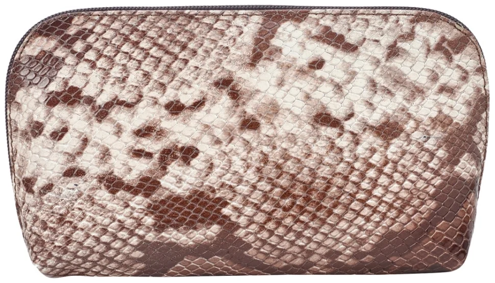 Женская косметичка из натуральной кожи под рептилию Desisan 106802 коричневого цвета modnotak фото №3