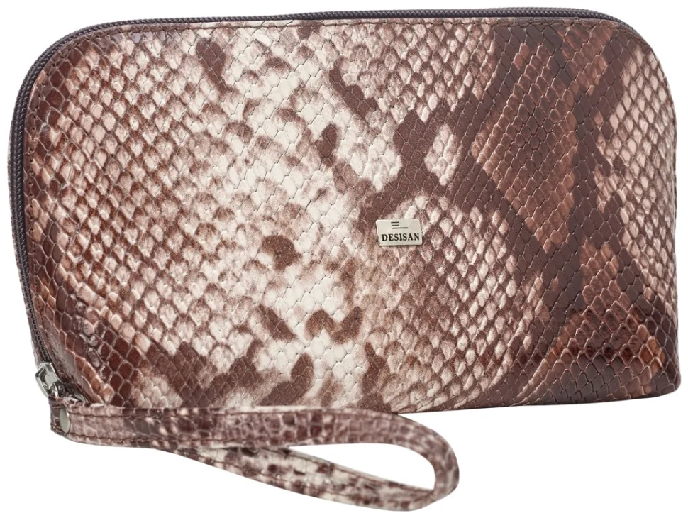 Женская косметичка из натуральной кожи под рептилию Desisan 106802 коричневого цвета modnotak фото №4