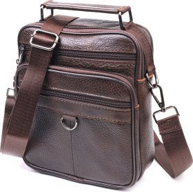 Практичная мужская сумка-барсетка из натуральной кожи коричневого цвета Vintage (2421272)