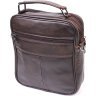 Практичная мужская сумка-барсетка из натуральной кожи коричневого цвета Vintage (2421272) - 2