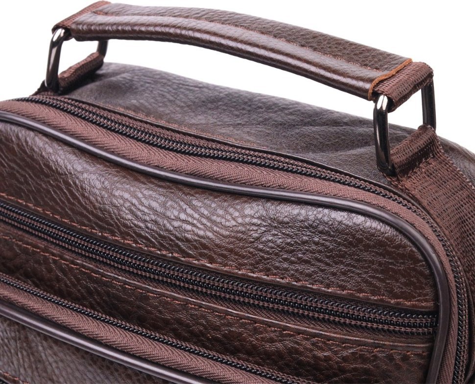 Практична чоловіча сумка-барсетка з натуральної шкіри коричневого кольору Vintage (2421272)