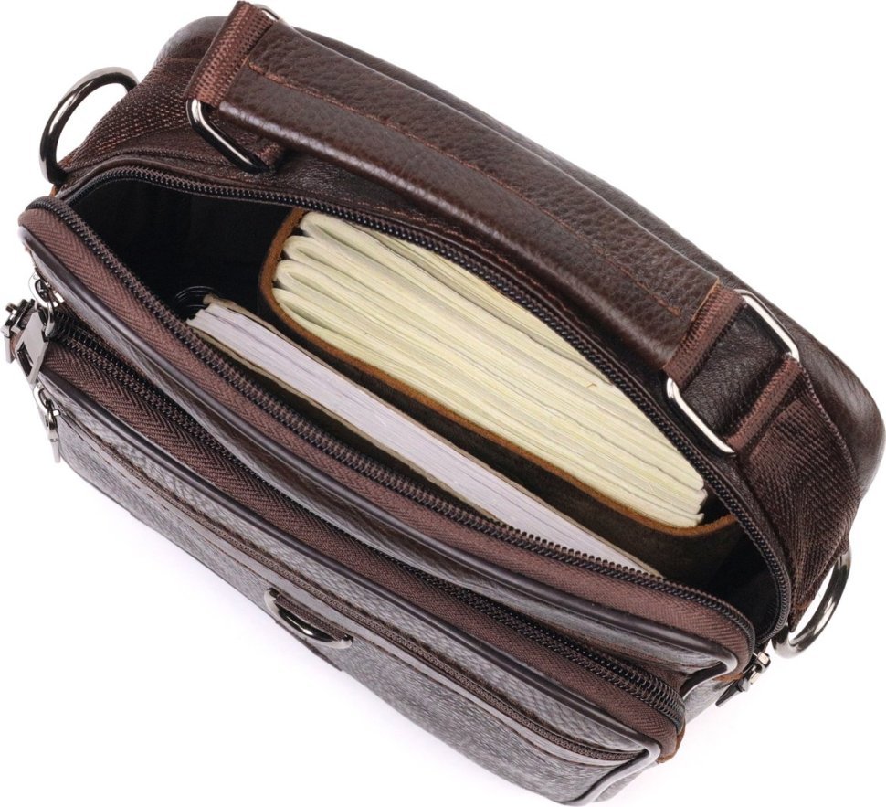 Практична чоловіча сумка-барсетка з натуральної шкіри коричневого кольору Vintage (2421272)
