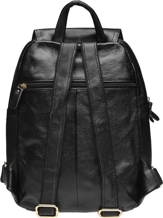 Шкіряний жіночий рюкзак чорного кольору під формат А4 - Keizer (57302)