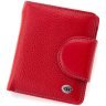 Шкіряний жіночий гаманець червоного кольору з монетницею на кнопці ST Leather 1767302