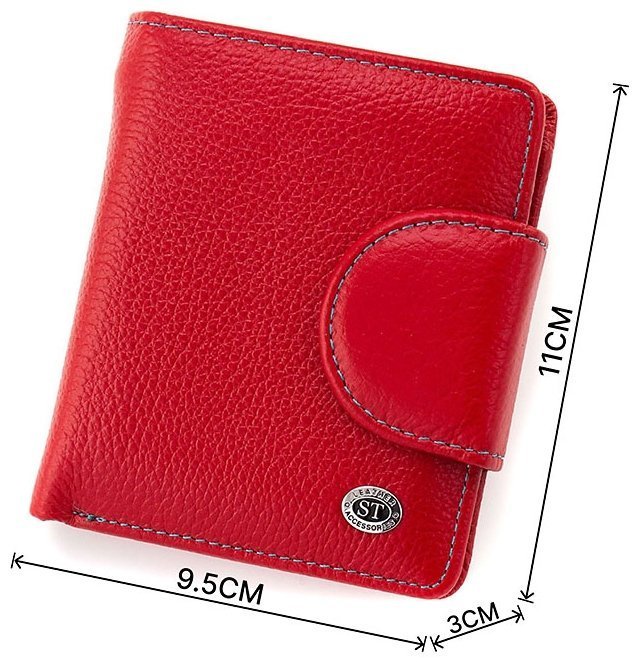 Женский кожаный кошелек красного цвета с монетницей на кнопке ST Leather 1767302 modnotak фото №3