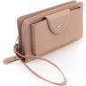 УЦІНКА!!! Жіночий шкіряний гаманець-клатч пудрового кольору з кистьовим ремінцем Karya 67502