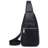 Чоловіча сумка-слінг через плече із фактурної шкіри в класичному чорному кольорі Tiding Bag 77502 - 4